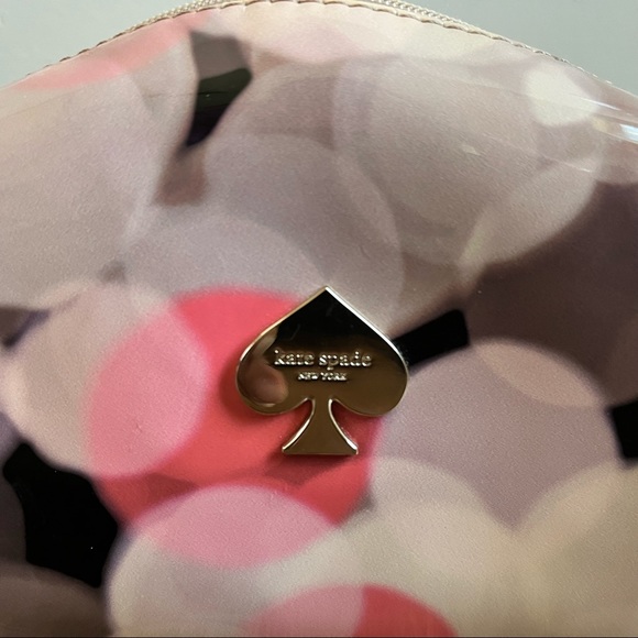 rare kate spade pink / purple festive bubbles cosmetic toiletry travel bag case - Picture 2 of 7